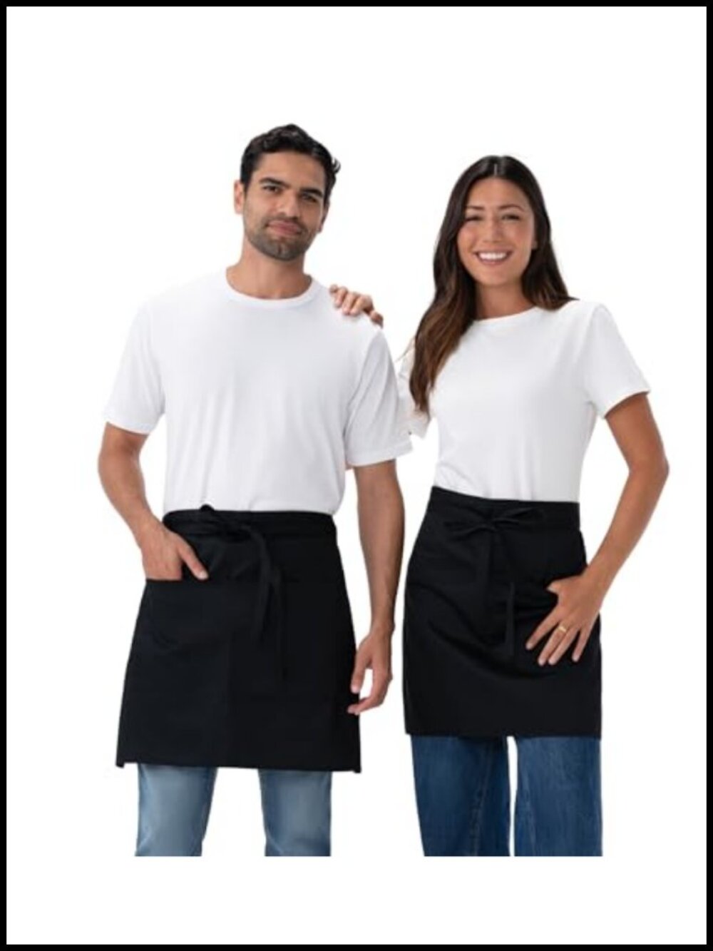 Unisex Half Bistro Server Apron Durable Waist Apron with Pockets
